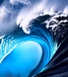  夜空下的大海波浪素材1138#竖屏 	 