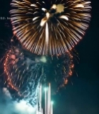  夜空中绽放的绚烂烟花1973#竖屏 	 