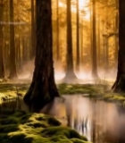  阳光照耀下的森林景观5801#竖屏 	 