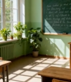  阳光照射下的教室内部场景4101#竖屏 	 