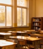  阳光照射下的空教室场景(1)7698#竖屏 	 