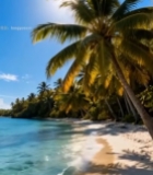  阳光海滩棕榈树风景7498#竖屏 	 