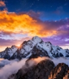  雪山云海星空日出美景4549#竖屏 	 