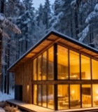  雪夜森林中的木屋6977#竖屏 	 