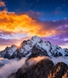  雪山云海星空日出美景4549#竖屏 	 