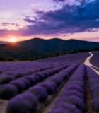  薰衣草田日落自然风光4781#竖屏 	 