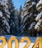  雪地森林字样景观3000#竖屏 	 