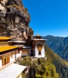  悬崖上的寺庙景观4567#竖屏 	 