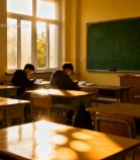  学生在教室学习场景3021#竖屏 	 