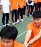  学生校园内拔河比赛场景6711#竖屏 	 