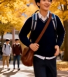  校园中奔跑的青春学生6017#竖屏 	 