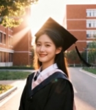  校园女孩穿学士服微笑1181#竖屏 	 