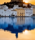  小镇夕阳下的湖景风光4221#竖屏 	 