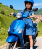  小女孩骑蓝色摩托车2291#竖屏 	 