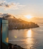  香港城市海景日落全景3489#竖屏 	 