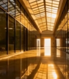  现代建筑玻璃走廊室内景象4834#竖屏 	 