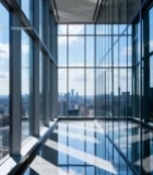  现代办公大楼内玻璃走廊景观1642#竖屏 	 