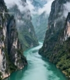  峡谷河流自然风光3183#竖屏 	 