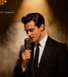  西装男士舞台持复古麦克风演唱1921#竖屏 	 