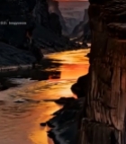  峡谷河流日落自然风光3326#竖屏 	 