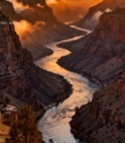  峡谷河流日出自然风光3478#竖屏 	 