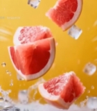  西柚冰块入水瞬间画面5756#竖屏 	 