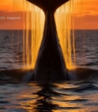  夕阳下鲸鱼尾巴露出海面(7)6433#竖屏 	 