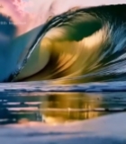  夕阳下海浪翻涌的唯美海景2776#竖屏 	 