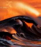  夕阳下翻涌的大海海浪568#竖屏 	 