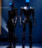  舞台上的双机器人展示6996#竖屏 	 