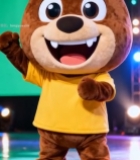  舞台上的卡通熊玩偶表演1150#竖屏 	 