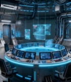  未来科技感操控室场景7130#竖屏 	 