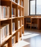  图书馆内书架桌椅场景(2)6059#竖屏 	 