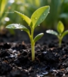  土壤中带水珠的嫩绿幼苗3161#竖屏 	 