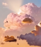  天空中壮丽的粉色云朵景观3638#竖屏 	 