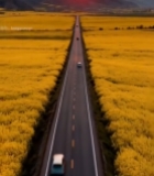  田野公路日落风光427#竖屏 	 