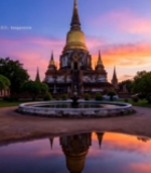  泰国佛塔黄昏全景(1)6079#竖屏 	 