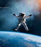  太空中漂浮的宇航员素材3600#竖屏 	 