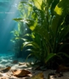  水下阳光照射水草场景3215#竖屏 	 