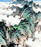  水墨风格高山云海景观340#竖屏 	 