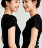  双生美女微笑特写6417#竖屏 	 