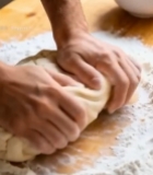  双手揉面团特写画面4537#竖屏 	 