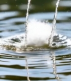  水滴落入水面特写2704#竖屏 	 