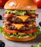  双层牛肉汉堡特写6002#竖屏 	 