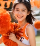  手持花球微笑的青春啦啦队员5011#竖屏 	 