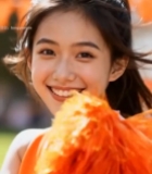  手持花球的青春女孩6107#竖屏 	 