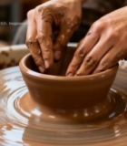  手工陶器制作手部特写180#竖屏 	 