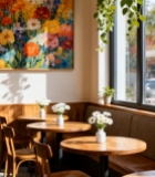  室内休闲桌椅与花卉装饰场景3617#竖屏 	 