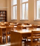  室内图书馆桌椅书架素材1337#竖屏 	 