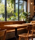  室内咖啡厅桌椅绿植场景2108#竖屏 	 